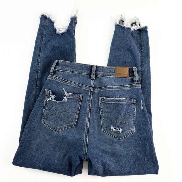 American Eagle Womens 00 Mom Straight Jeans Distressed Raw Hems - Picture 7 of 7